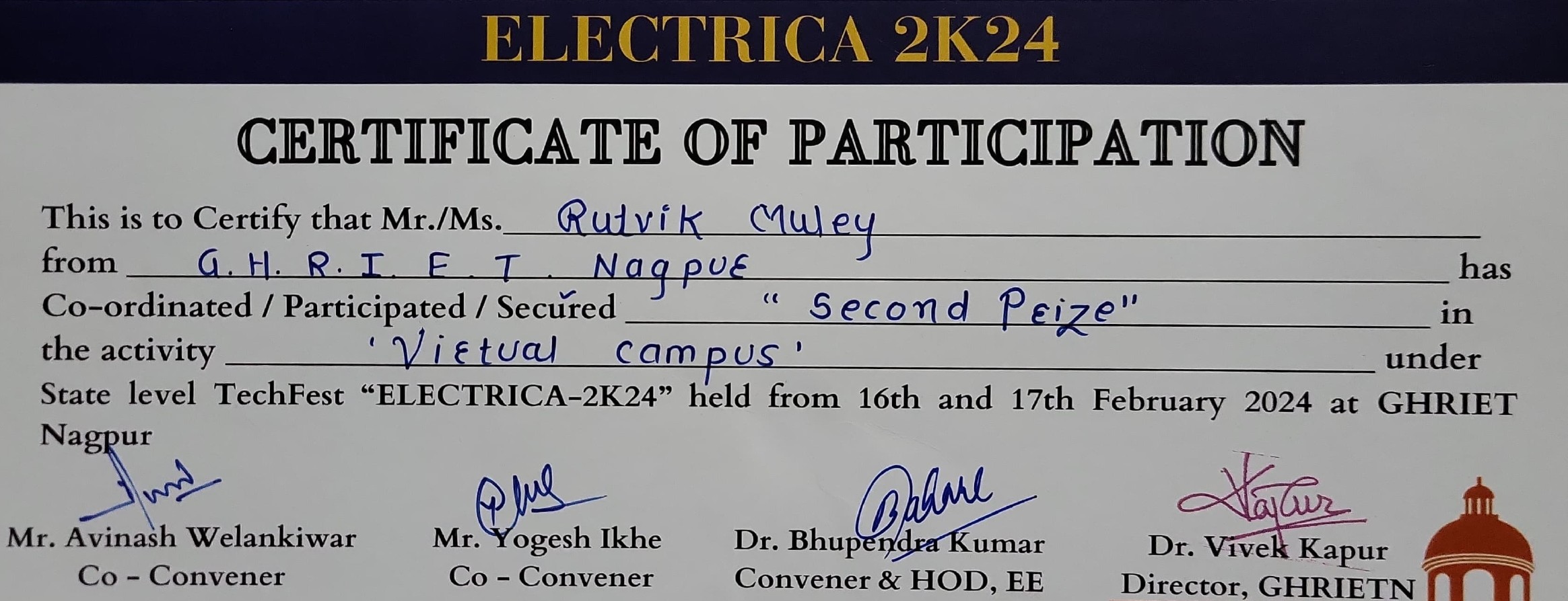 ELECTRICA-2K24 Certificate