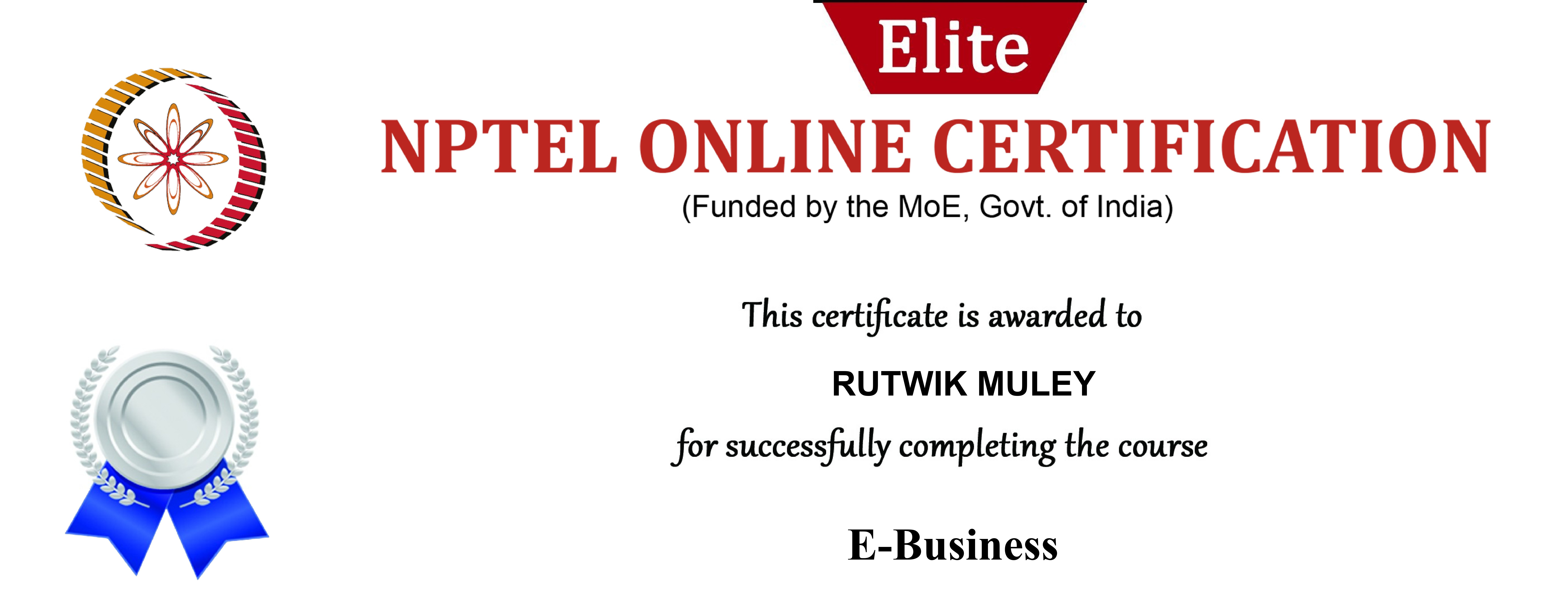 NPTEL E-Business Certificate